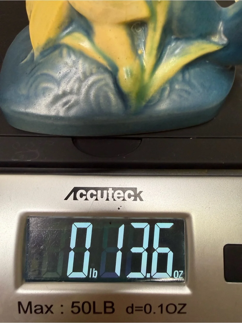 Vintage Roseville Zephyr Lily 203-6 Blue Cornucopia Vase 1946 Art Pottery